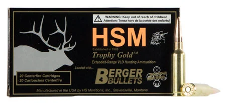 HSM 65CRD130VLD Trophy Gold Extended Range 6.5 Creedmoor 130 gr Berger Hunting VLD Match 20 Per Box/ 25 Case