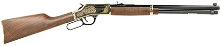 Henry H006GCD Deluxe Side Gate Deluxe Full Size 45 Colt (LC) 10+1, 20″ Blued Octagon Barrel, Polished Brass Engraved Drilled & Tapped Receiver, American Walnut Fixed Wood Stock, Ambidextrous