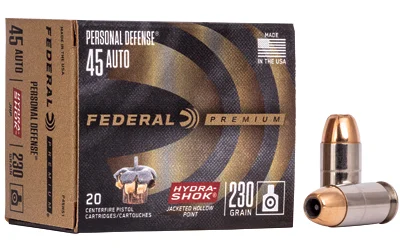 Federal .45 ACP 230gr HYDRA-SHOK Nickel-Plated Brass – 20rd