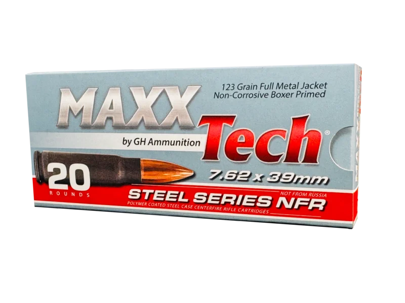 MAXXTECH 7.62X39 STEEL CASE 123GR FMJ 20RD/BX 30BX/CS